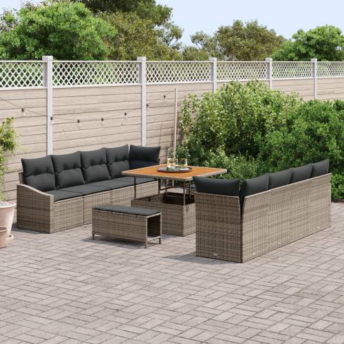 11 Komada Vrtni Set Sofas s Jastucima Sivi Poly Rattan Cijena
