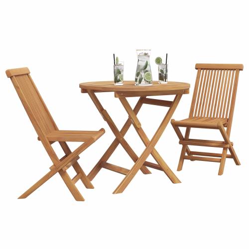 3-dijelni sklopivi vrtni bistro set od čvrstog bagremovog drveta Cijena