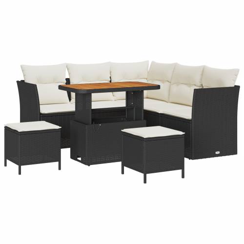 8-dijelni vrtni sofa set s jastučićima crni poli ratan akacija Cijena
