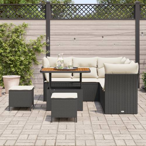 8-dijelni vrtni sofa set s jastučićima crni poli ratan akacija Cijena