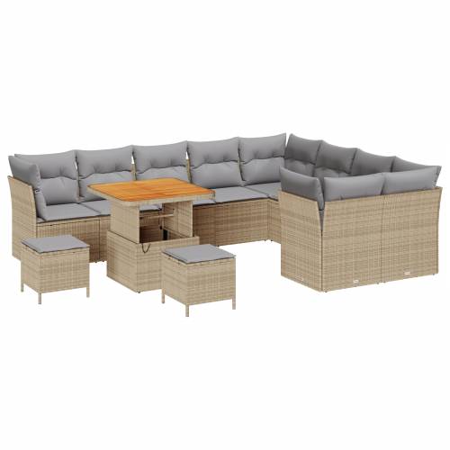 set vrtnih sofa s jastučićima 12 kom bež poliratan akacija Cijena