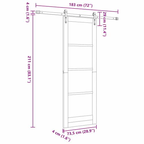 Klizna vrata s kompletnim hardverom 73.5x211 cm Drvena vrata od bora Cijena