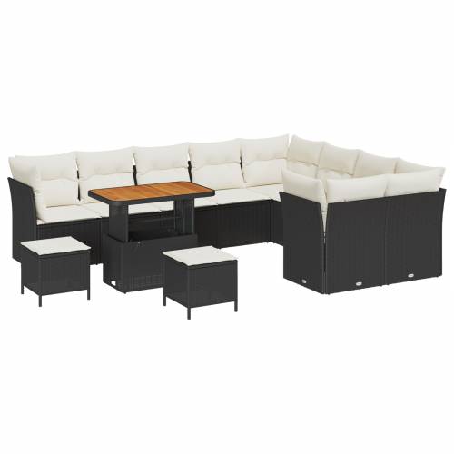 Set vrtnih sofa od 12 dijelova s jastucima crni poli ratan akacija Cijena