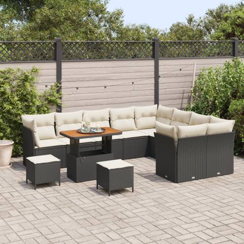 Set vrtnih sofa od 12 dijelova s jastucima crni poli ratan akacija Cijena