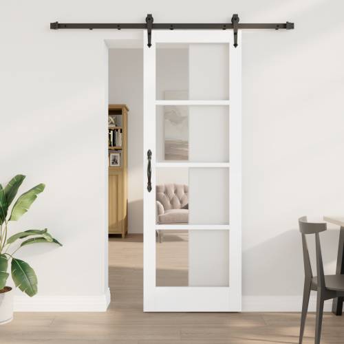 Klizna vrata s setom hardvera Bijela 73.5x211 cm Od solidnog drva bora Cijena