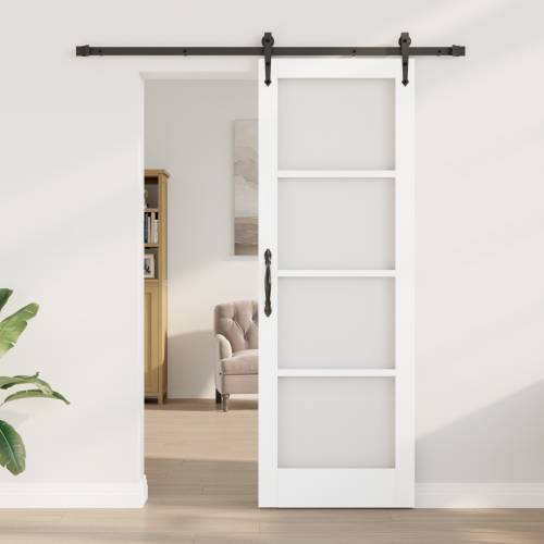 Klizna vrata s setom hardvera Bijela 73.5x211 cm Od solidnog drva bora Cijena