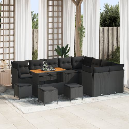 Set vrtnih sofa od 13 dijelova s jastučićima Crni poli ratan Cijena
