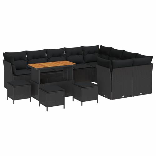 Set vrtnih sofa od 13 dijelova s jastučićima Crni poli ratan Cijena