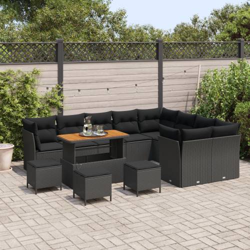 Set vrtnih sofa od 13 dijelova s jastučićima Crni poli ratan Cijena