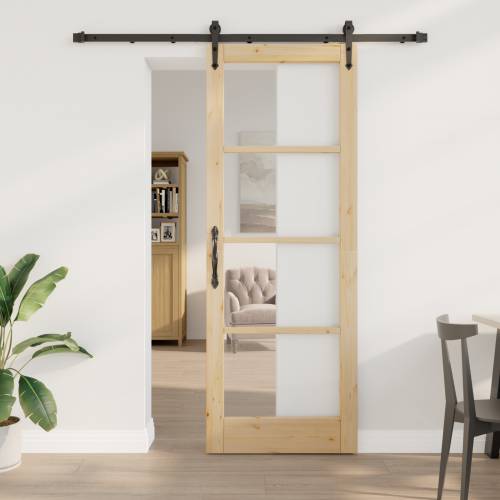 Klizna vrata sa setom dijelova 78x211 cm Od čvrstog drva bora Cijena