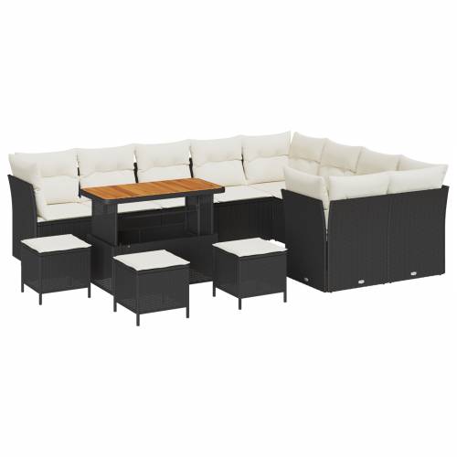 set od 13 komada vrtnog sofe s jastučićima crni poli rattan akacija Cijena