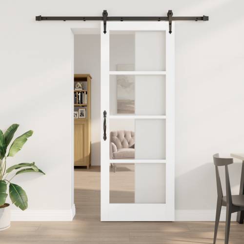 Klizna vrata s hardverom set Bijela 78x211 cm Čvrsto drvo bor Cijena