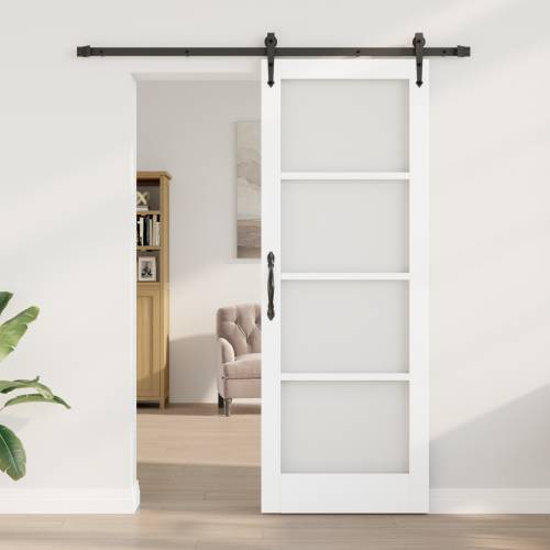 Klizna vrata s hardverom set Bijela 78x211 cm Čvrsto drvo bor Cijena