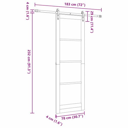 Klizna vrata s opremom set 78x232 cm Masivna borovina Cijena