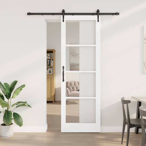 Klizna vrata s hardverskim setom Bijela 78x232 cm Čvrsta drvena borovina Cijena