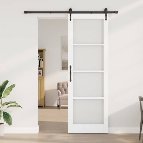 Klizna vrata s hardverskim setom Bijela 78x232 cm Čvrsta drvena borovina Cijena