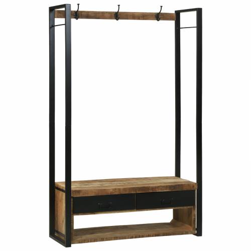 Stalak za odjeću s kukama i policama 110x40x185 cm Masivno drvo manga Cijena