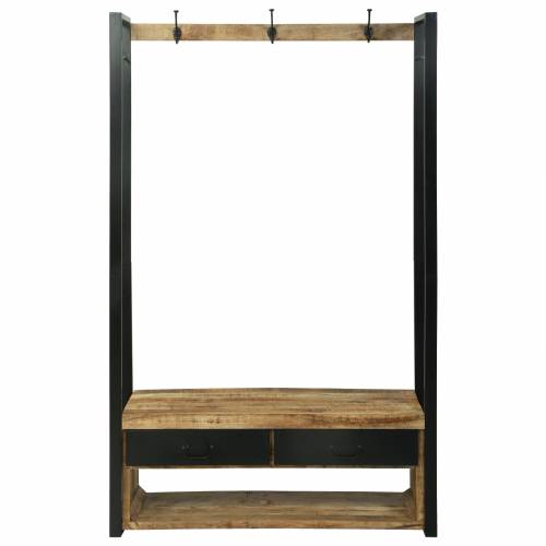 Stalak za odjeću s kukama i policama 110x40x185 cm Masivno drvo manga Cijena