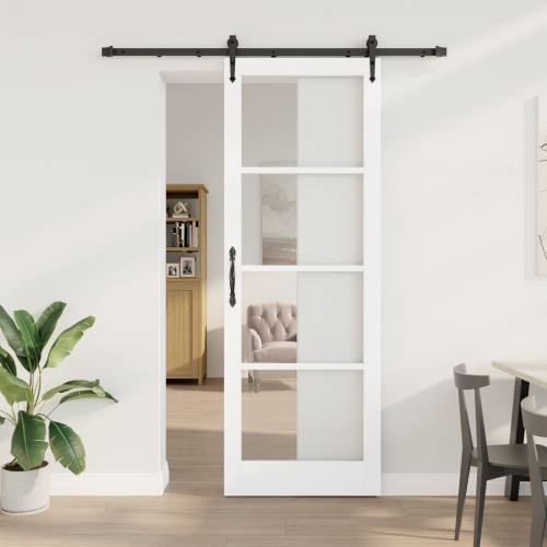 Klizna vrata s hardverom set bijela 83x232 cm čvrsta drva borovina Cijena
