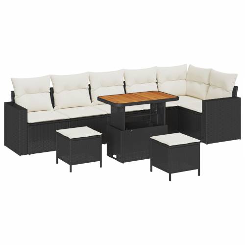9-dijelni Vrtni Sofa Set s Jastučićima Crni Poli Ratan Acacia Cijena
