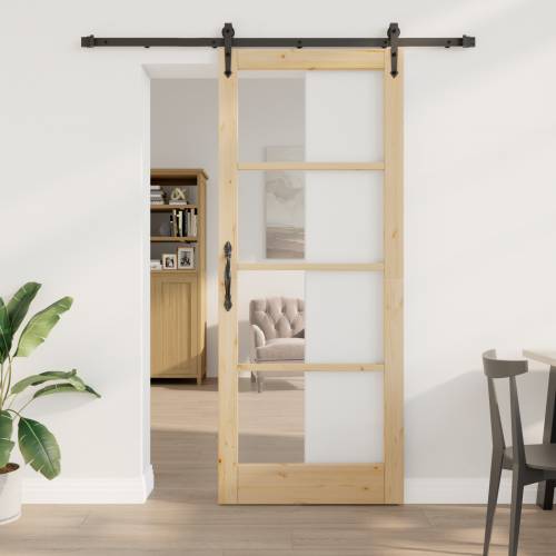 Klizna vrata sa setom hardvera 86x211 cm od masivnog drva borovine Cijena