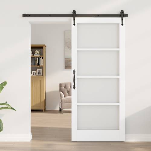 Klizna vrata s hardverskim setom Bijela 86x211 cm Od čvrstog bora Cijena