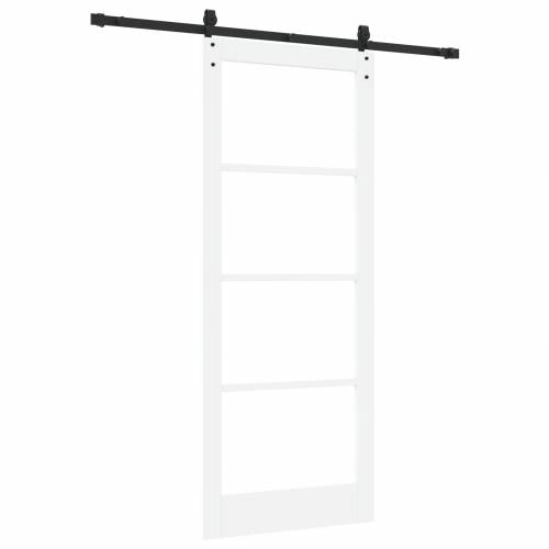 Klizna vrata s hardverskim setom Bijela 86x211 cm Od čvrstog bora Cijena
