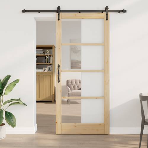 Klizna vrata s hardverskim setom 93x211 cm od čvrstog bora Cijena