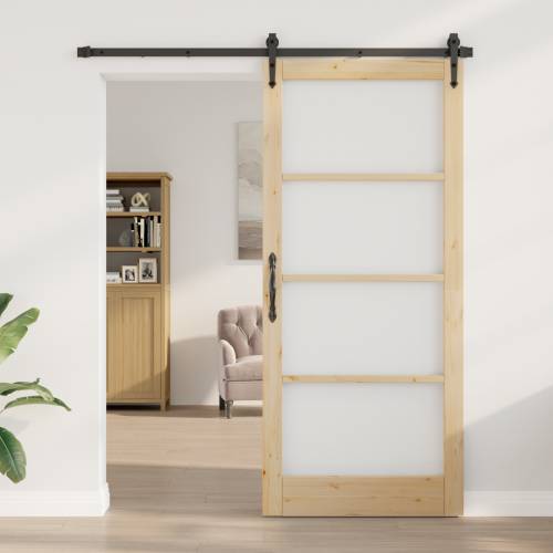Klizna vrata s hardverskim setom 93x211 cm od čvrstog bora Cijena