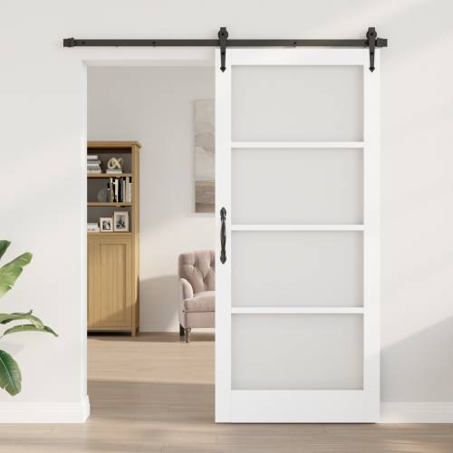 Klizna vrata s setom dodataka Bijela 93x211 cm Čvrsto drvo bor Cijena