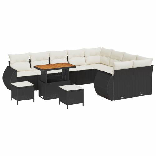 Set od 12 dijelova vrtnog sofa s jastucima crni poli ratan akacija Cijena