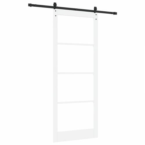 Klizna vrata s dodacima Bijela 93x232 cm Čvrsto borovo drvo Cijena