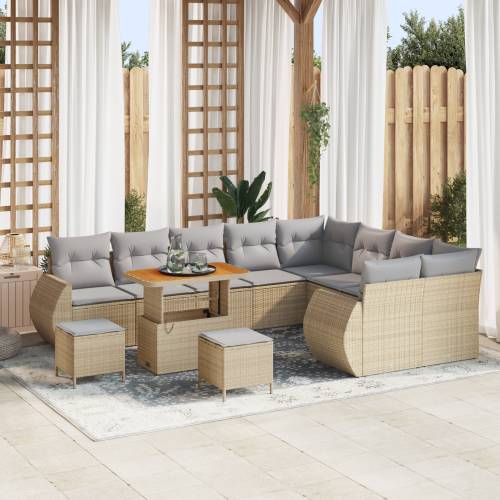12 dijelna vrtna sofa set sa jastučićima Bež Poli Ratan Akacija Cijena