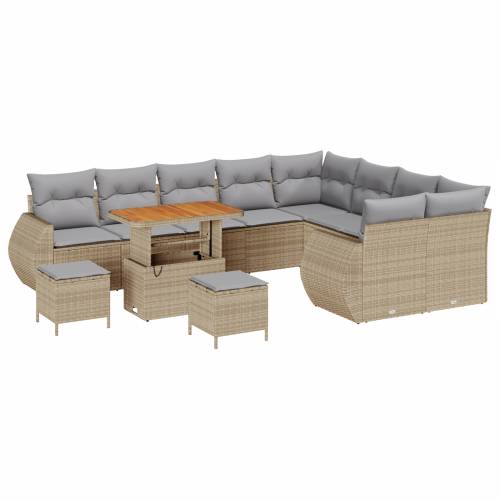 12 dijelna vrtna sofa set sa jastučićima Bež Poli Ratan Akacija Cijena