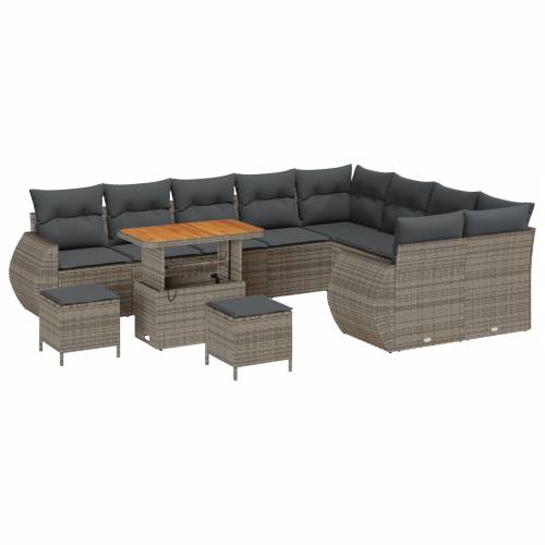 12-dijelni vrtni sofa set s jastučićima sivi poli ratan akacija Cijena