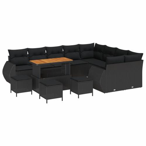 set vrtnih sofa od 13 komada s jastucima Crni poli ratan akacija Cijena