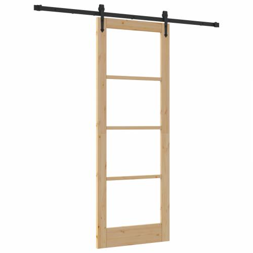 Klizna vrata s hardverskim setom 78x211 cm od čvrstog drva borovine Cijena