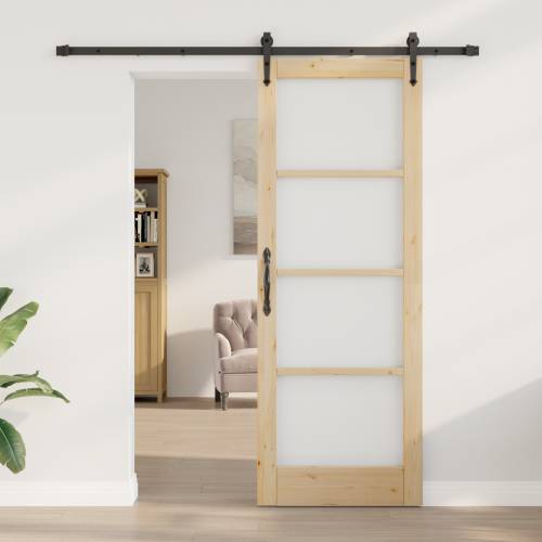 Klizna vrata s hardverskim setom 78x211 cm od čvrstog drva borovine Cijena