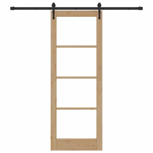 Klizna vrata s hardverskim setom 78x211 cm od čvrstog drva borovine Cijena
