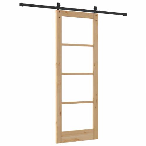 Klizna vrata s hardverskim setom 78x211 cm od čvrstog drva borovine Cijena