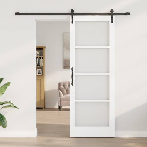Klizna vrata sa setom hardvera Bijela 78x211 cm Čvrsta borovina Cijena