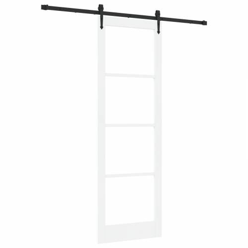 Klizna vrata s setom hardvera bijela 78x232 cm od punog borovog drva Cijena