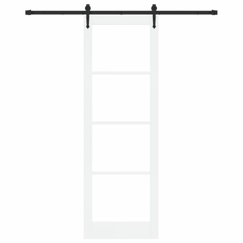 Klizna vrata s setom hardvera bijela 78x232 cm od punog borovog drva Cijena