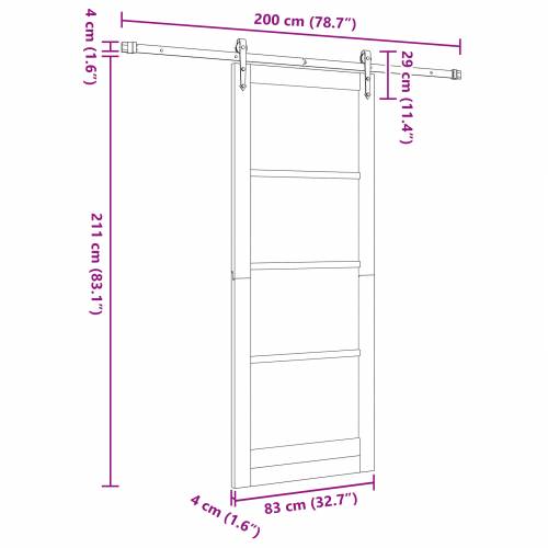 Klizna vrata s setom okova 83x211 cm drvo bor Cijena