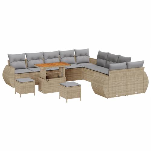 13-dijelni vrtni set sofa s jastučićima Bež Poli Ratan Akacija Cijena