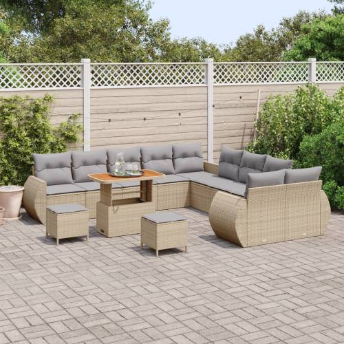 13-dijelni vrtni set sofa s jastučićima Bež Poli Ratan Akacija Cijena