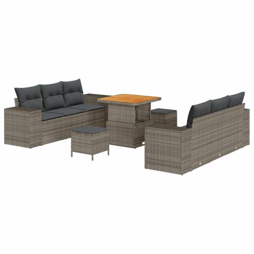 set od 9 dijelova vrtnih sofa s jastučićima siva poli ratan akacija Cijena