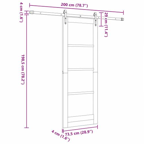 Klizna vrata s opremom Set 73.5x198.5 cm Masivno drvo bor Cijena