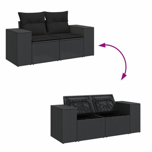 Set vrtnih kauča (vrtna garnitura) od 9 komada s jastučićima crni poli ratan acacia Cijena
