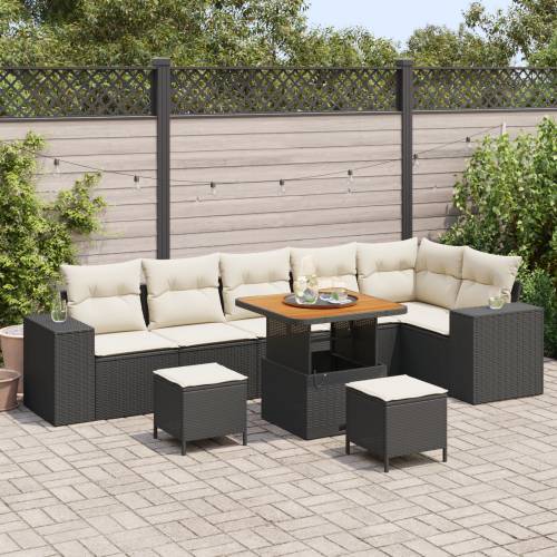 9-dijelni vrtni sofa set s jastučićima crni poli ratan akacija Cijena